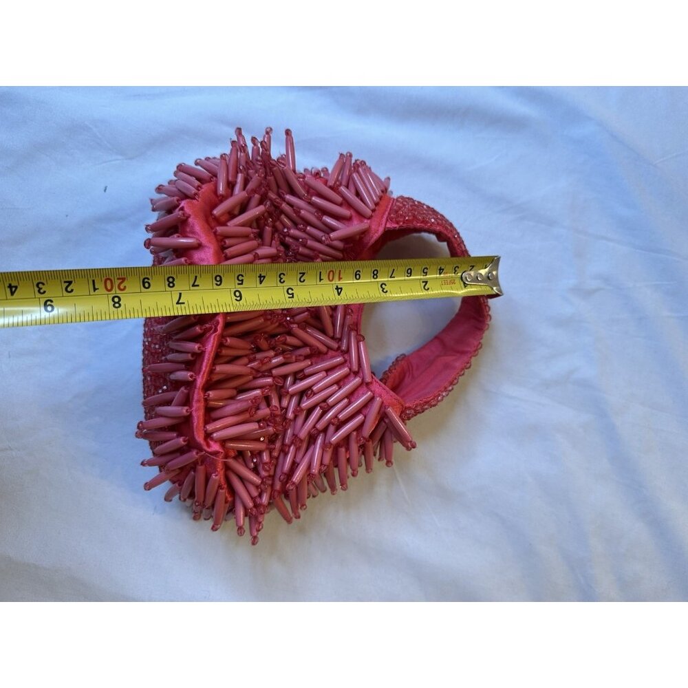 Pink Beaded Fringe Mini Bag Made In India Purse Y2K - Picture 6 of 8